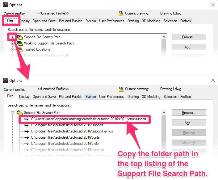 backup cuix file in autocad for mac