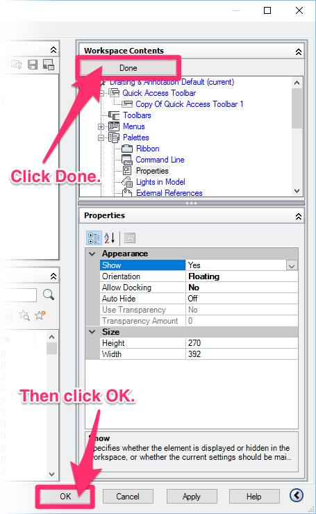 lost toolbar in autocad 2019