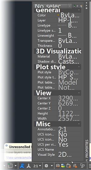 CAD Properties panel