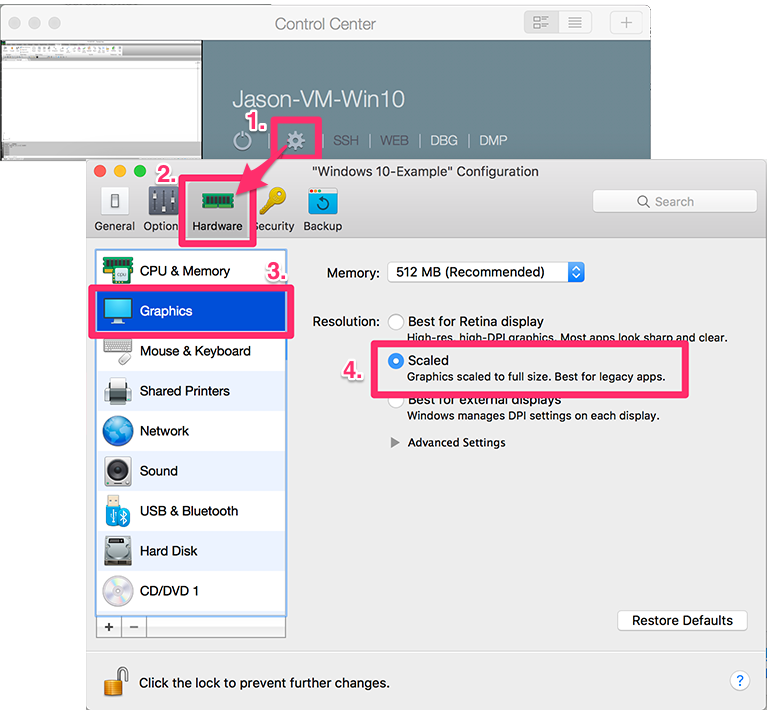 graphic settings for cad sotware on mac