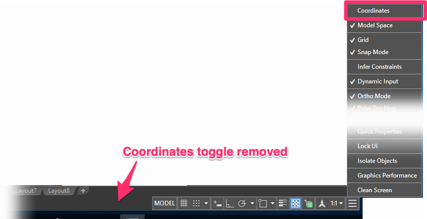 Coordinate Toggles Removed