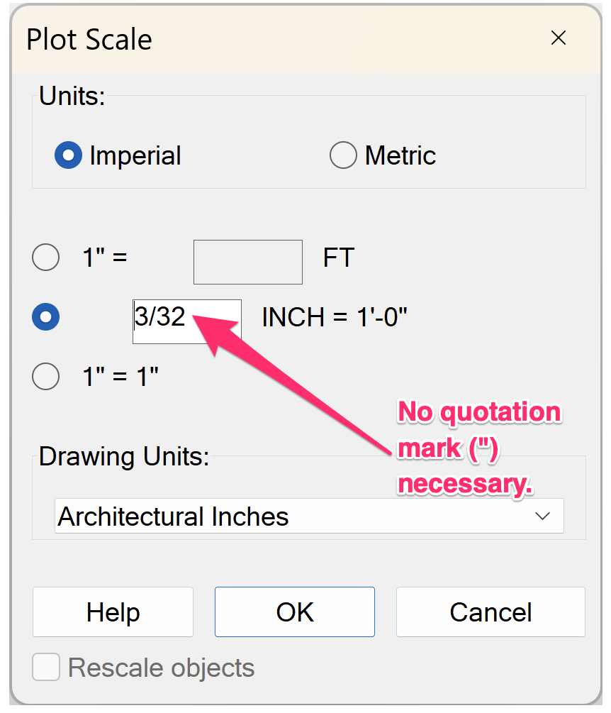 Plot Scale dialog box