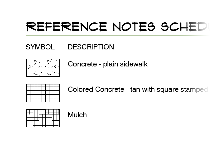 Old Reference Notes Schedule with hatches on correct layers