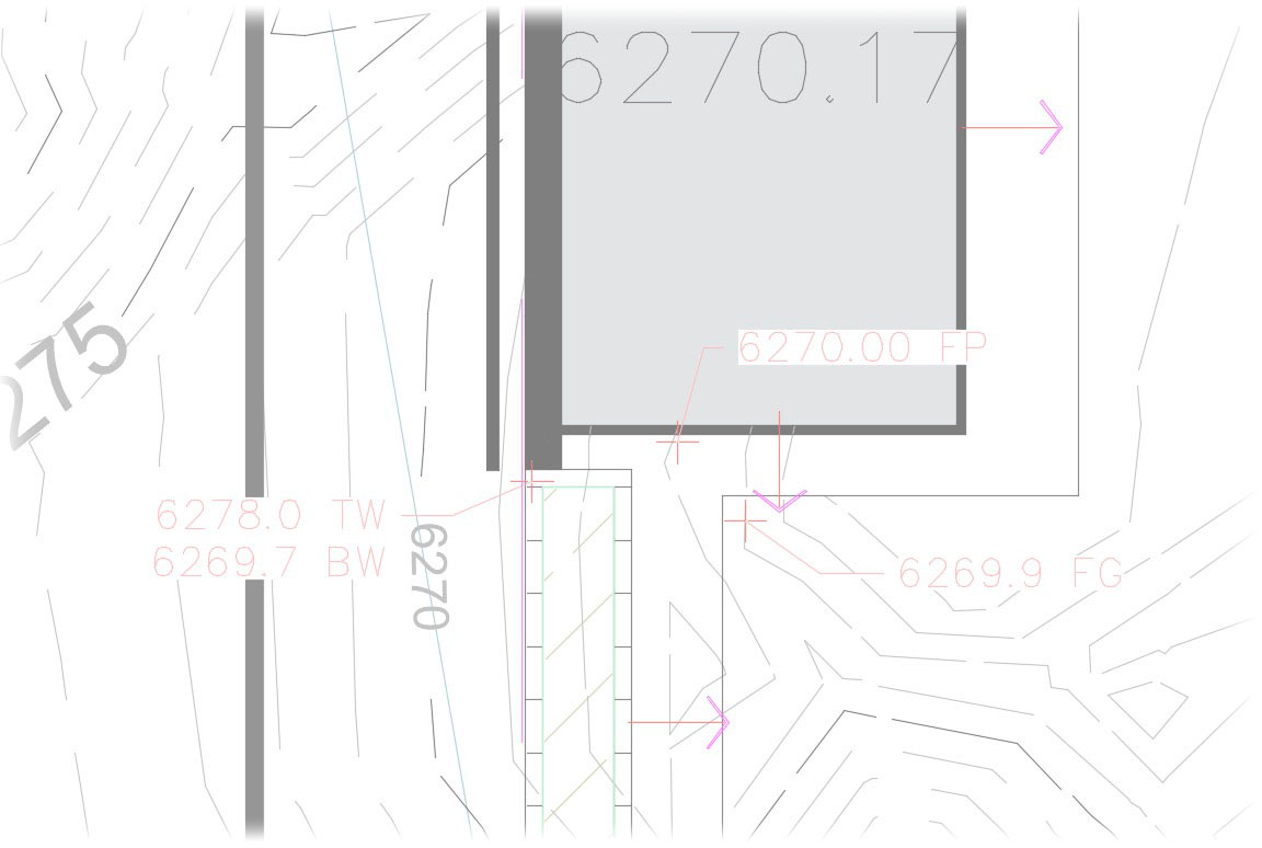 Text in Discipline Graphic (Slope Callout, Spot Elevation, Northing ...