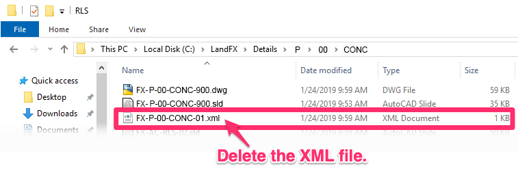 Deleting the XML file associated with a detail