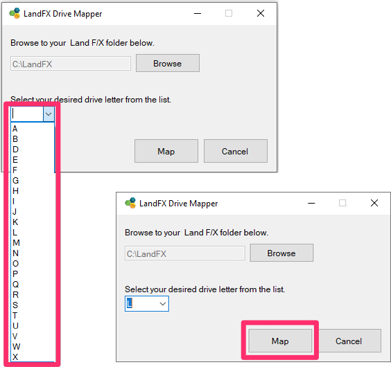 map a local folder to a drive letter