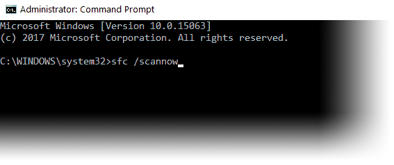 Typing sfc /scannow at the Command Prompt