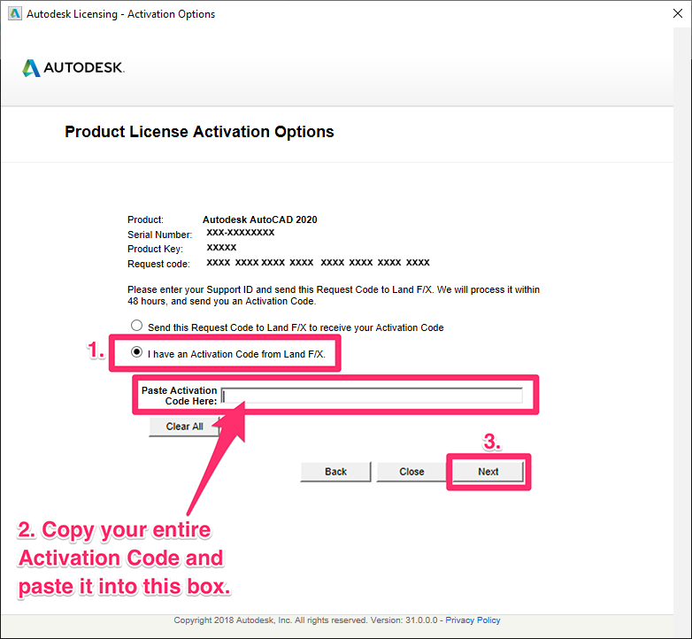 autocad activation code to get product key