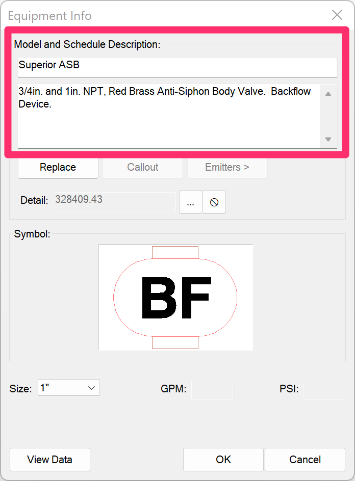 Editing the name and description of a backflow device