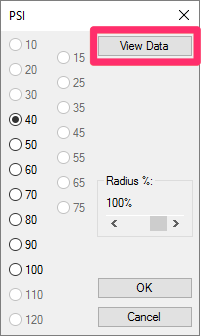 PSI dialog box, View Data button