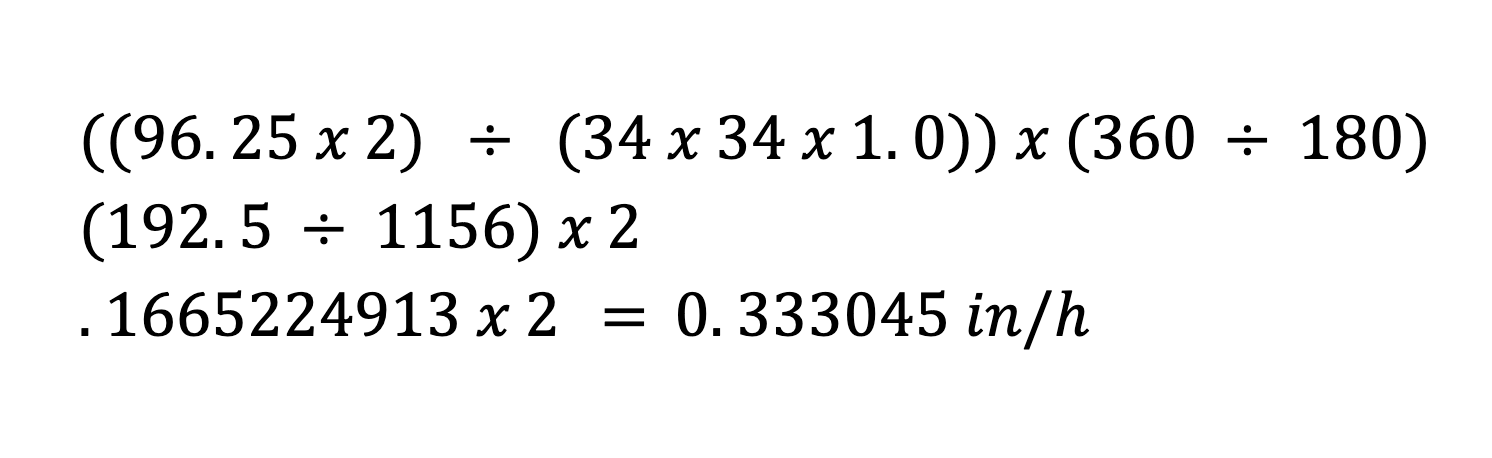 Land F/X rotor zone precipitation rate formula