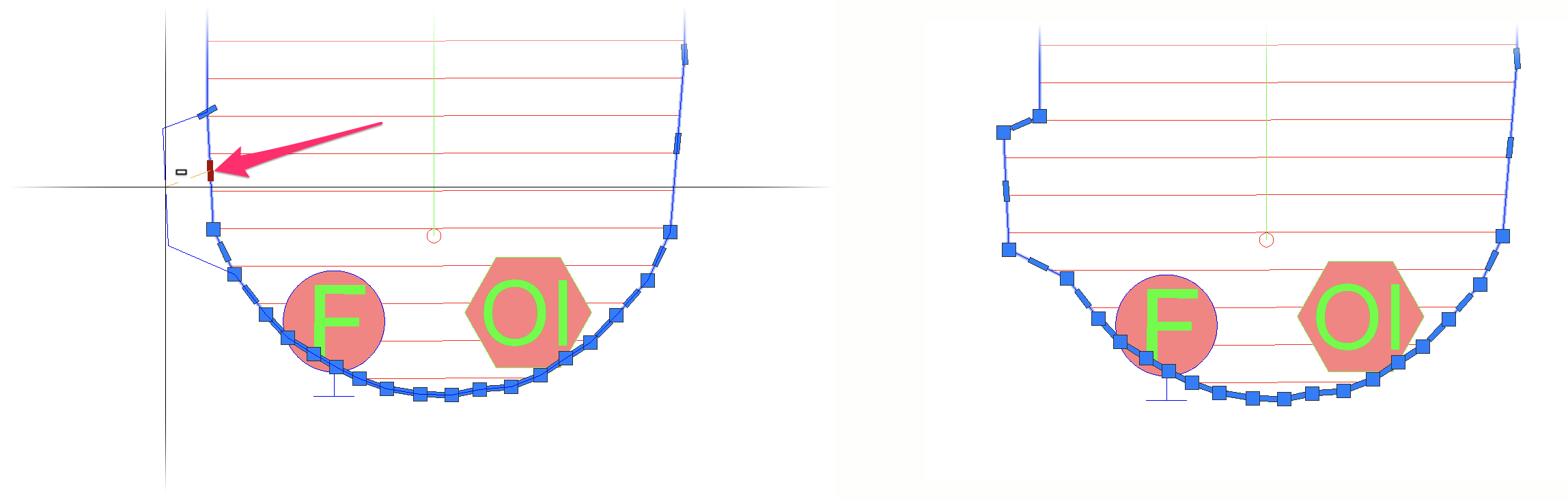 Dragging drip area boundary outward