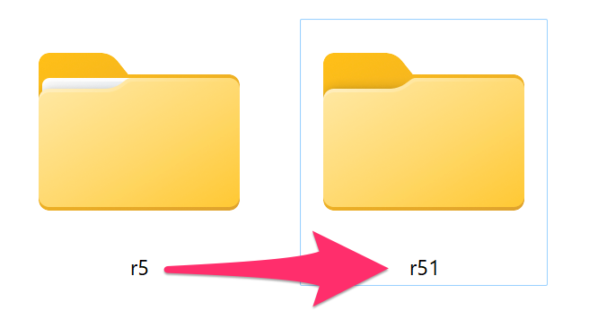 Renaming the folder r5 to r51