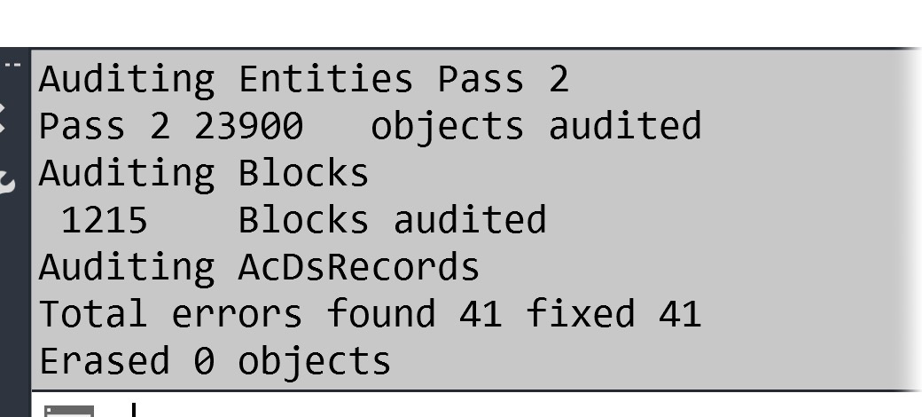 CAD Command line showing auditing