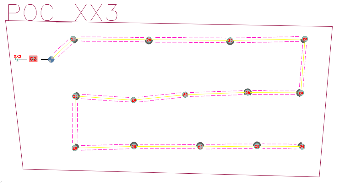 Work Area drawn around point of connection and equipment and pipes connected to it