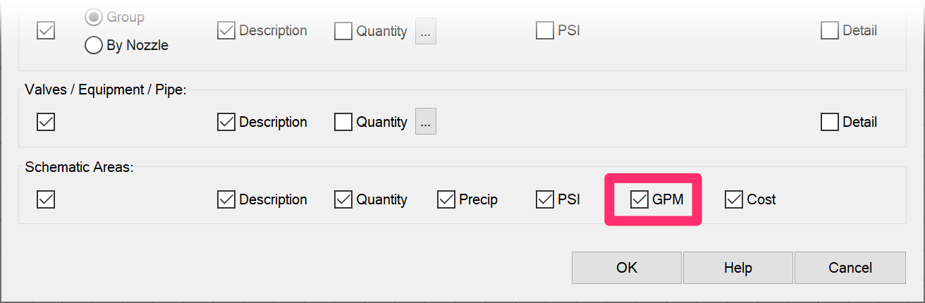 Irrigation Schedule dialog box, flow total option