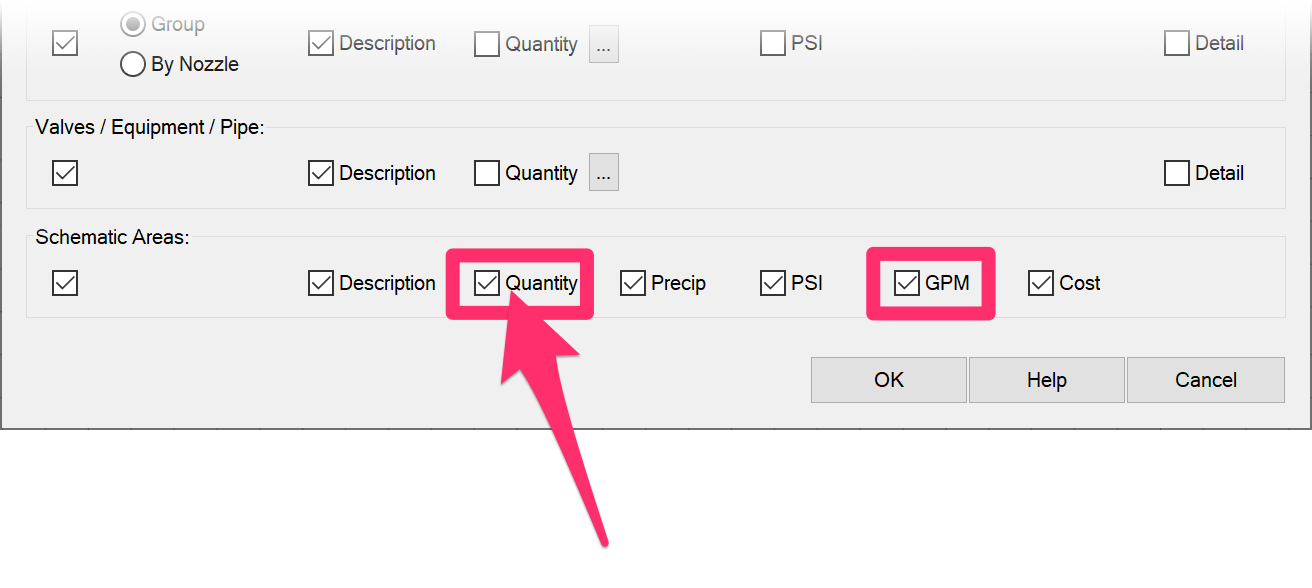 Irrigation Schedule dialog box, flow total option