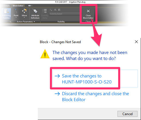 Close Block Editor and save changes