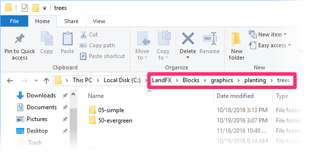 Trees folder does not include 55-deciduous subfolder