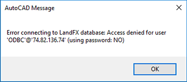 Error connecting to Land F/X database