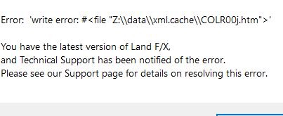 Error: 'write error: #file 'Z:\\data\\xml.cache\\COLR00j.htm'