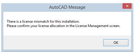 There is a license mismatch for this installation error