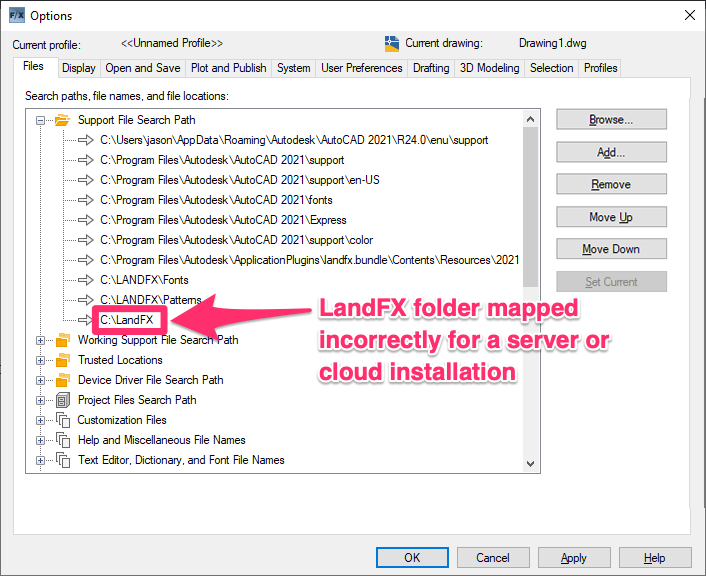 bricscad support file search path