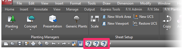 Question marks in place of Land F/X tool icons on Quick Access Toolbar