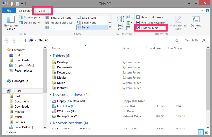 windows 10 hidden files