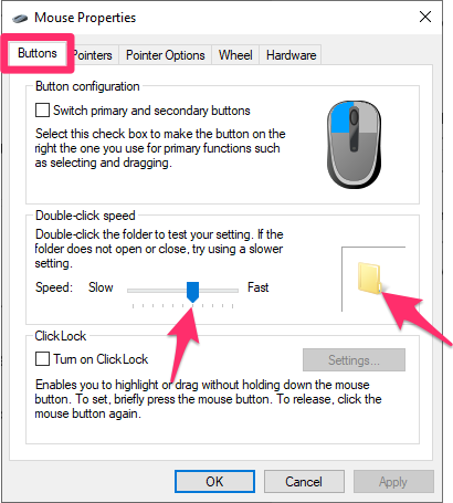 How to slow down the mouse's double-click speed in Windows 10