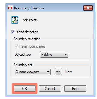 Boundary Creation dialog box