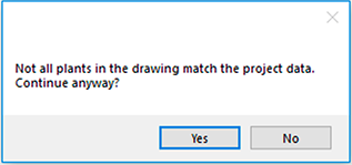 Not all plants in the drawing match the project data