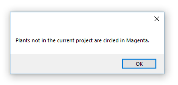Plants not in the current project are circled in Magenta
