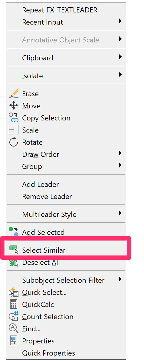 Select Similar menu option