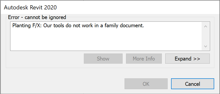 Planting F/X: Our tools do not work in a family document