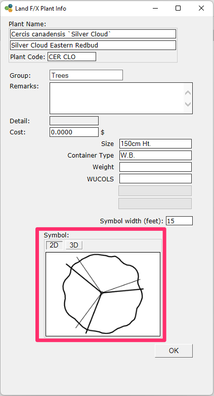 Plant symbol thumbnail in the Edit Plant dialog box