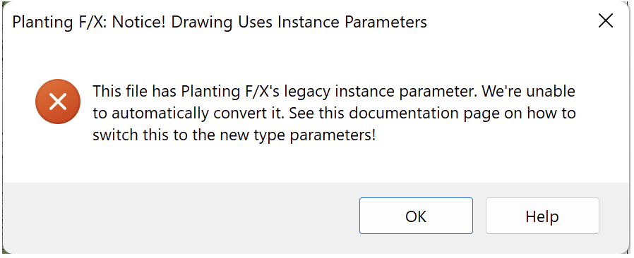 Planting F/X Notice! Drawing Uses Instance Parameters