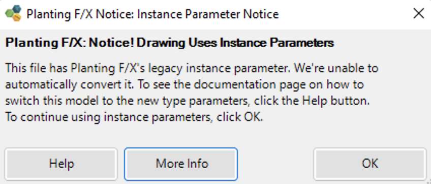 Planting F/X Notice! Drawing Uses Instance Parameters