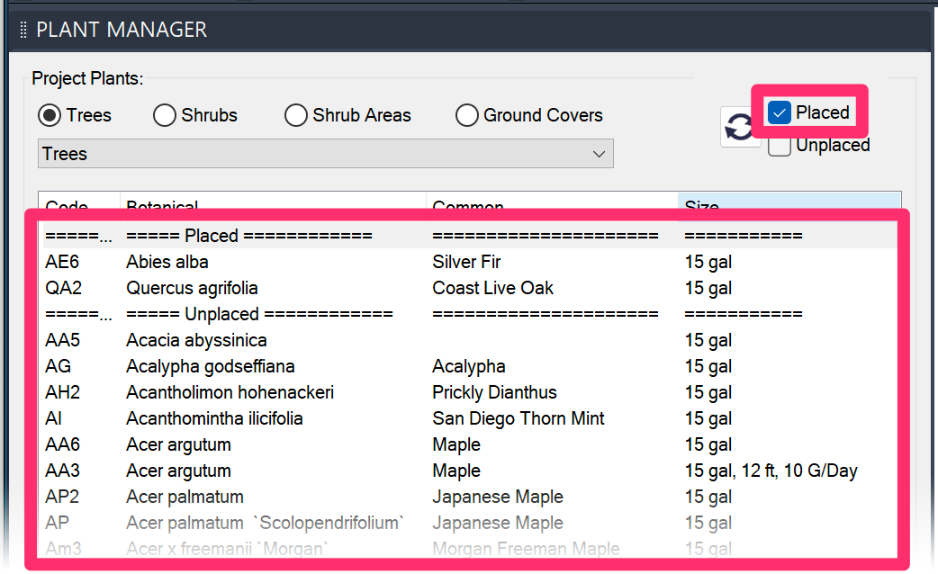 Plant Manager, Placed option