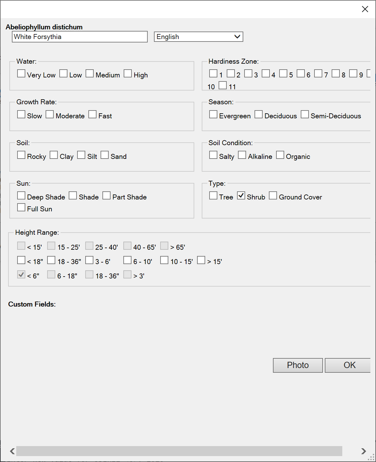 Returning to the legacy version of the plant data dialog box