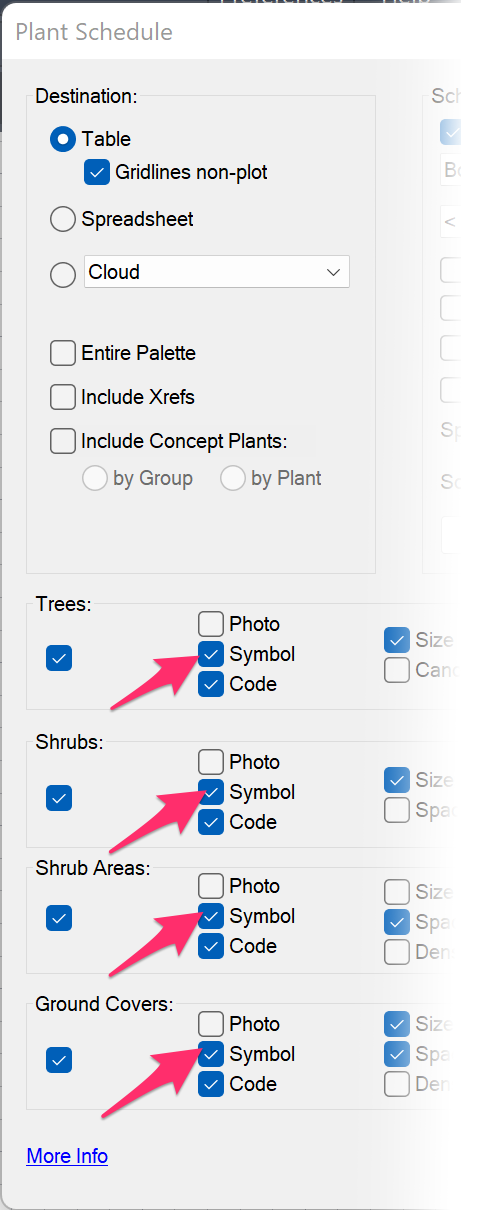 Option to show color plant symbols in Plant Schedule