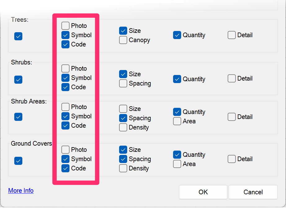 Photo/Symbol/Code menus