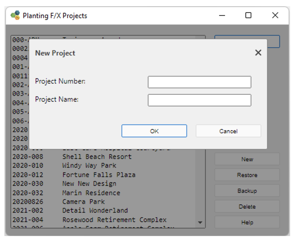 New Project dialog box