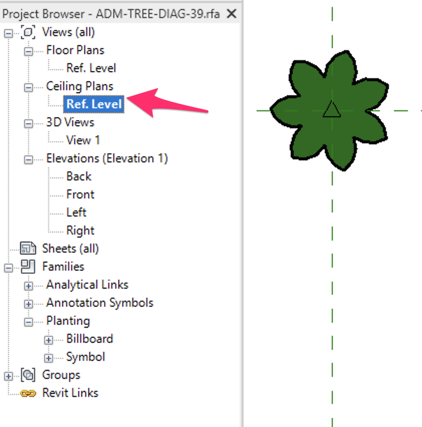 Ceiling Plans, Ref. Level entry in the Project Browser