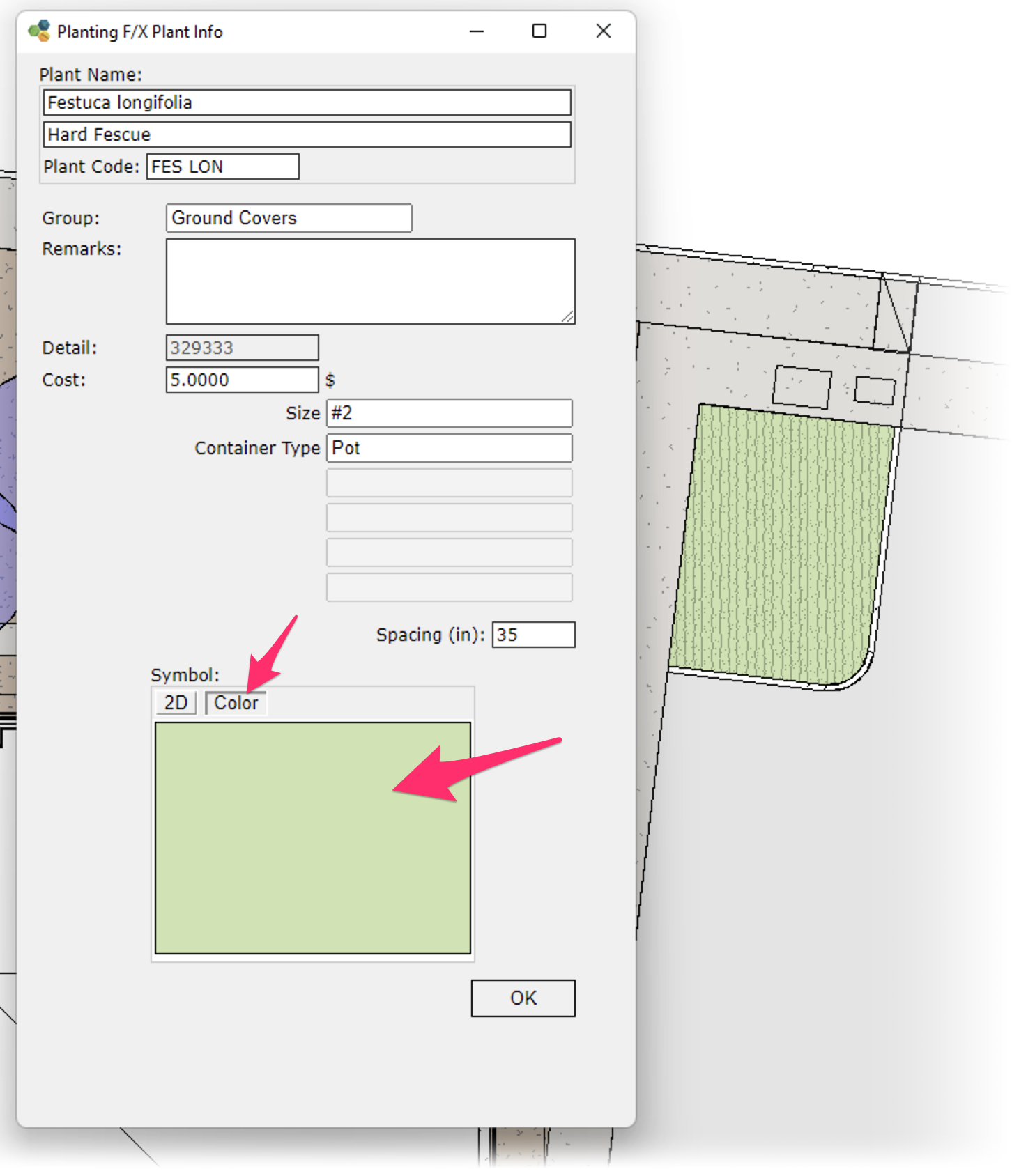 Selecting a color for a groundcover