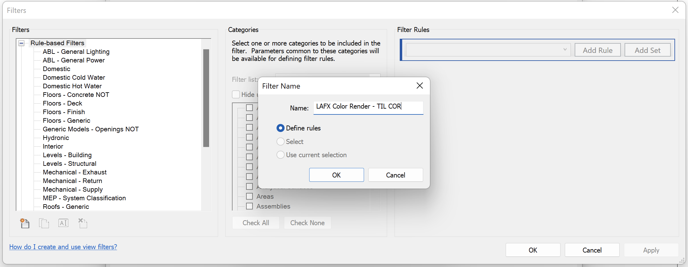 Filter Name dialog box