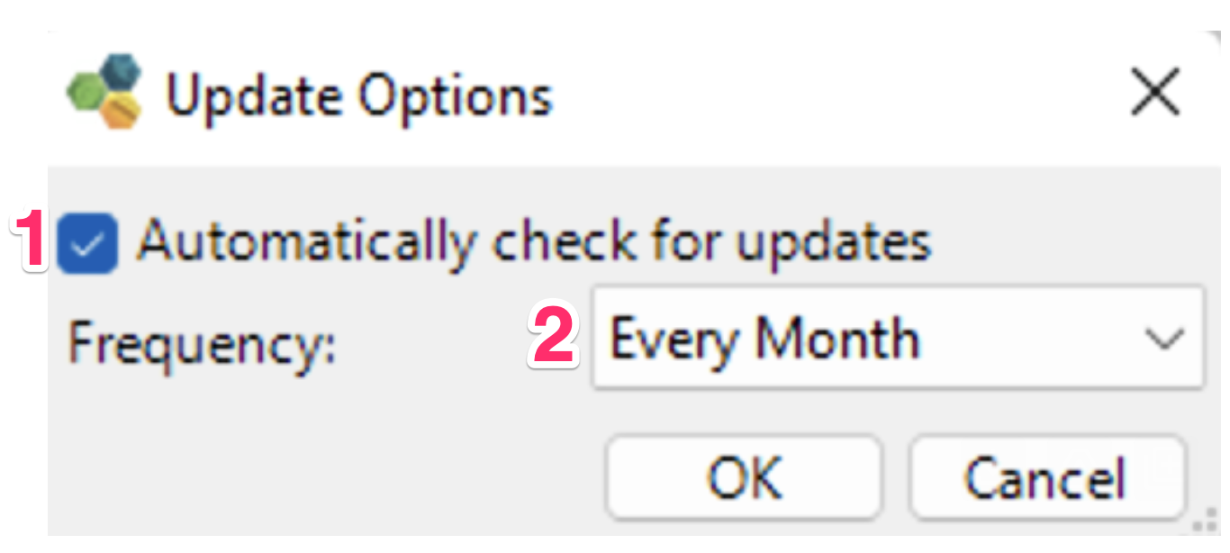 Update Options dialog box