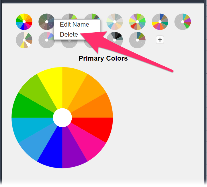 Deleting a customized color wheel to revert to the default wheel