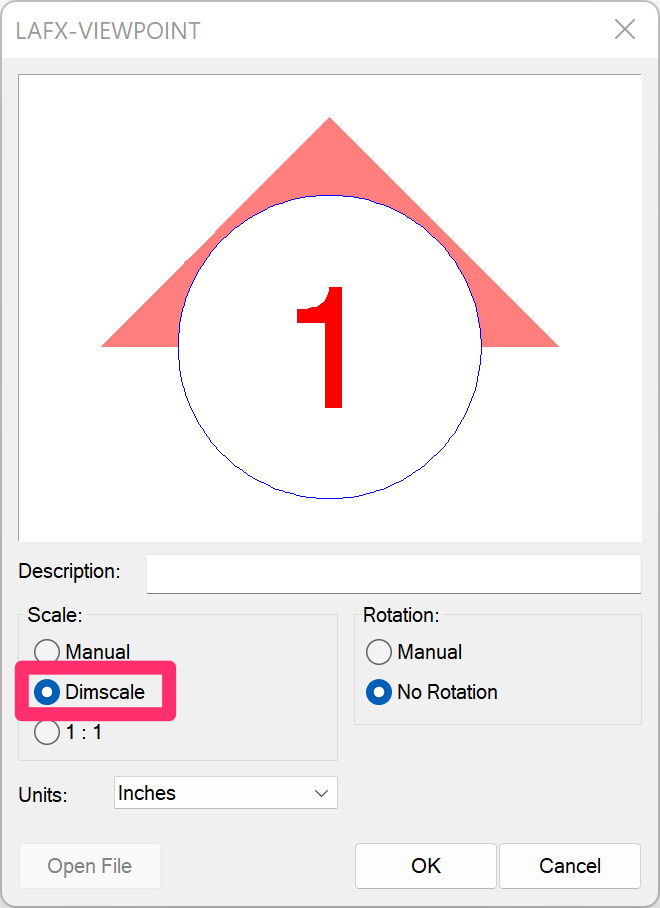 Dimscale setting for a saved block