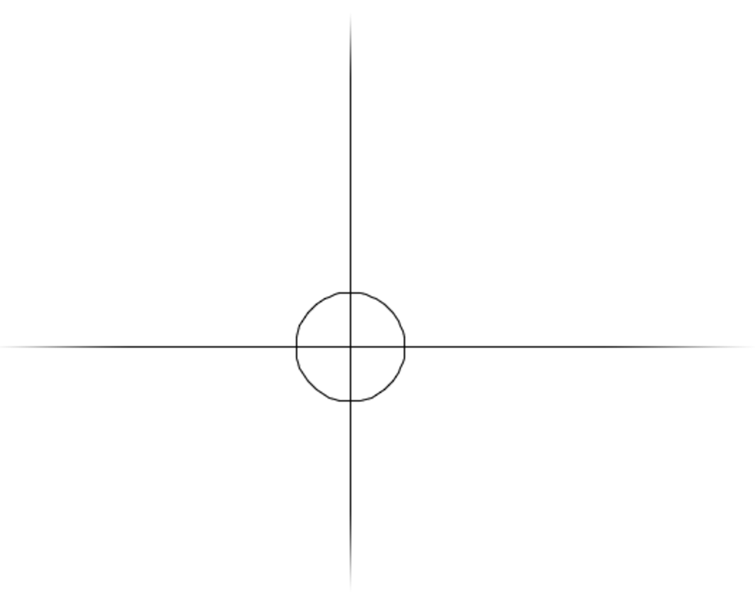 Selected brush shape at cursor crosshairs